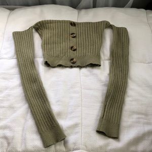 Green off the shoulder crop top